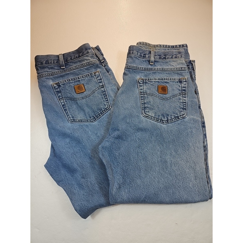 2-Carhartt Blue Jeans Men's 38x30 Work Wear Denim "SPOTS See Pictures "
